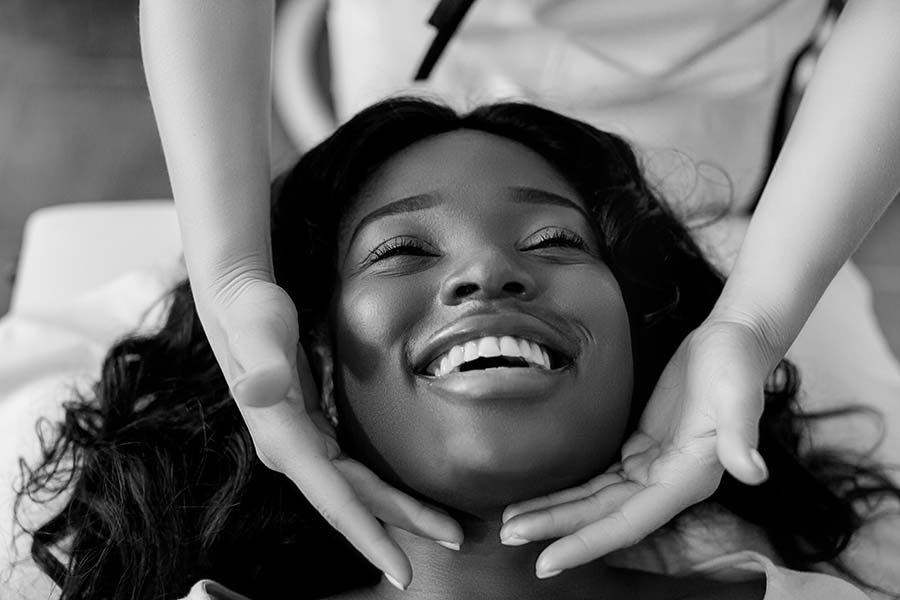 beautiful woman receives skin treatment injectables