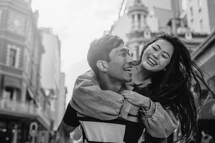 Loving couple having fun in the city